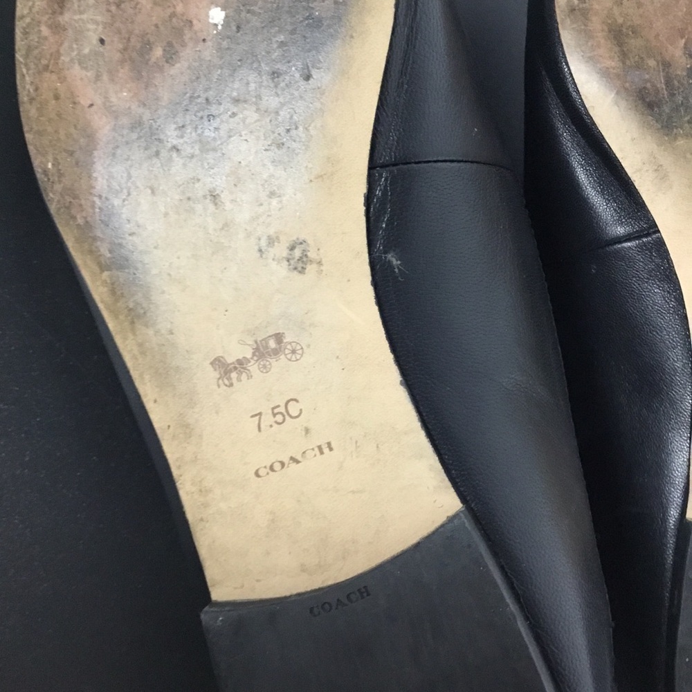 Coach Black Leather Slip-On Mules with Gold Horsebit - Picture 7 of 8